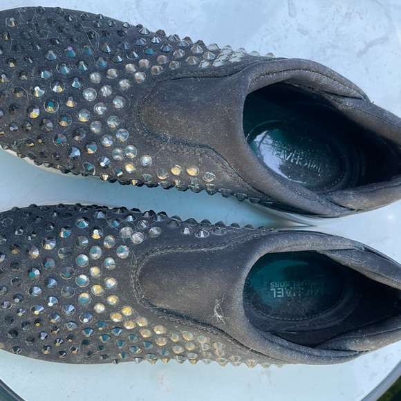 Michael kors black slip in sneakers with pewter and black stones, preowned - Picture 3 of 4